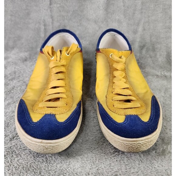Zara Man Shoes Mens Size 9 Yellow Blue Distressed Style Spiked Casual Sneakers - Picture 3 of 8